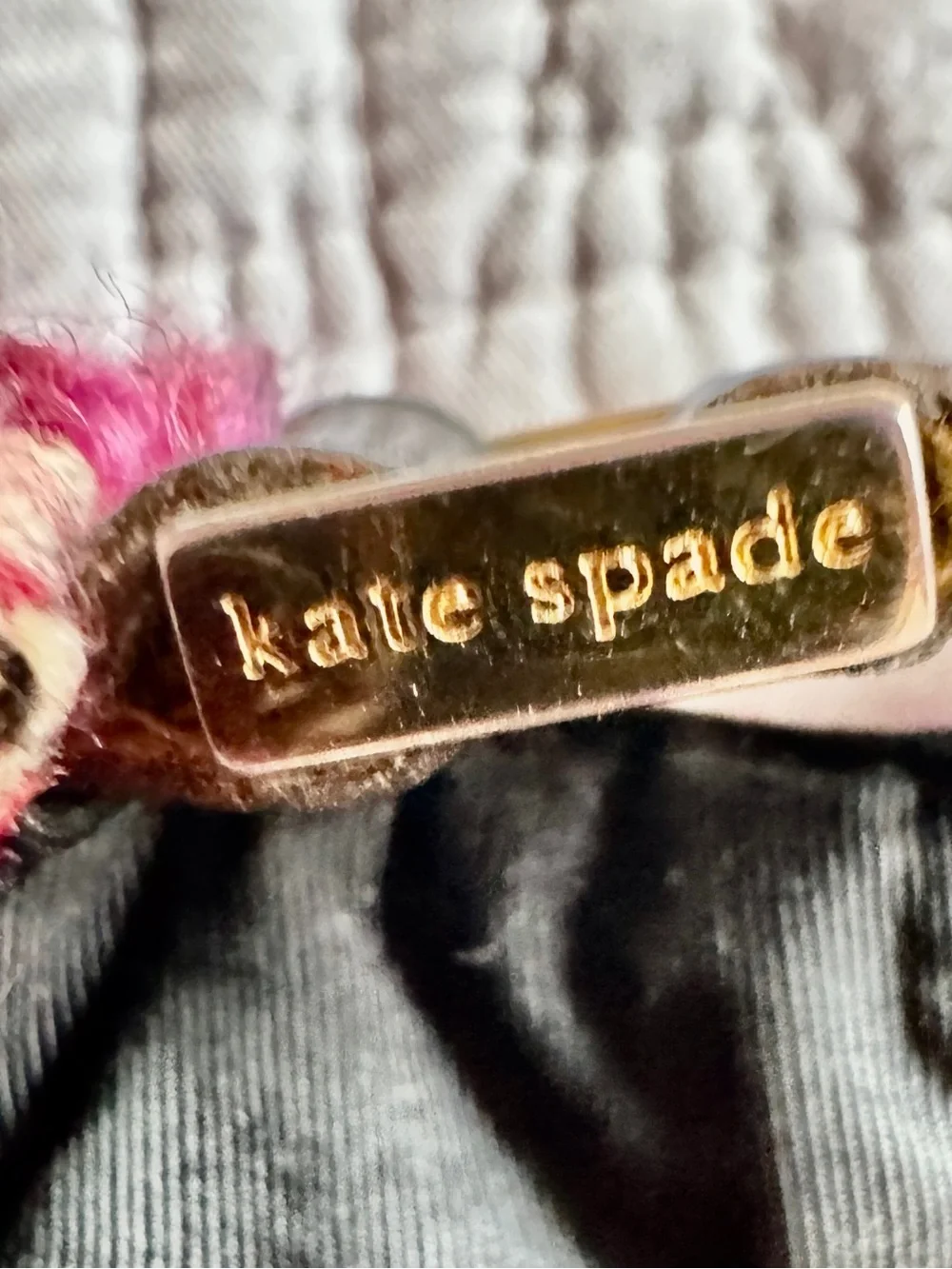 kate spade Pink Tweed Shoulder Bag with Black Strap